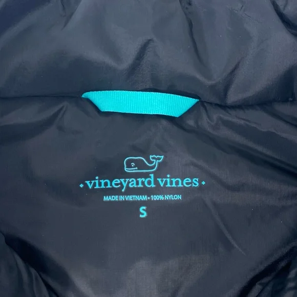 Vineyard Vines Quilted Navy Blue Turquoise Aqua Mountain Weekend Puffer Vest S - Picture 5 of 12